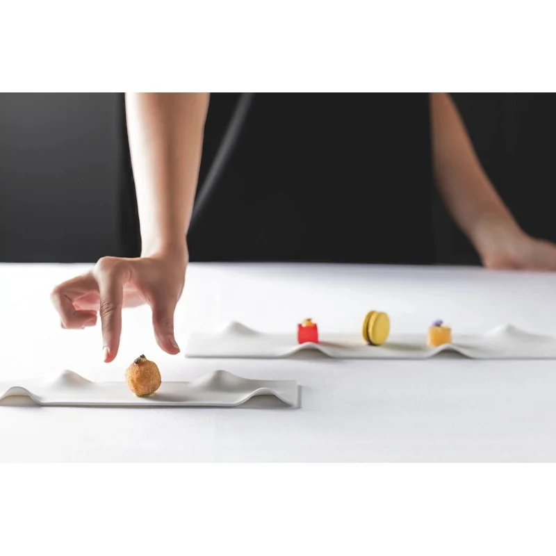 Handcrafted Fine Porcelain Mini Plate Appetizer 5 Dune 25 x 6 cm - Set of 12