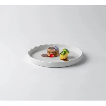 Handcrafted Fine Porcelain Plate Gourmet With Rim 15 cm - Height 2.5 cm - Set of 6