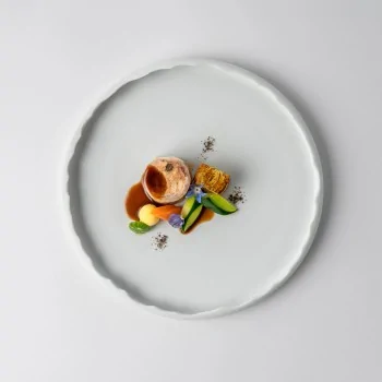 Handcrafted Fine Porcelain Plate Gourmet With Rim 29 cm - Height 3 cm - Set of 4
