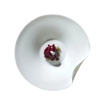 Handcrafted Fine Porcelain Deep Plate Gourmet "Bended" 28 cm - Height 4.5 cm - Set of 4