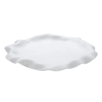 Handcrafted Fine Porcelain Flat Plate With Flap 27 cm - With Glaze - Set of 4