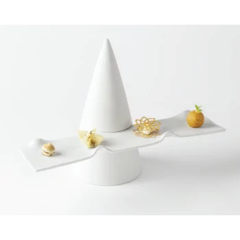Handcrafted Fine Porcelain Cone With 1 Slot 23.5 x 12 cm - Set of 2