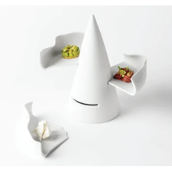 Handcrafted Fine Porcelain Cone With 3 Slots 23.5 x 12 cm - Set of 2