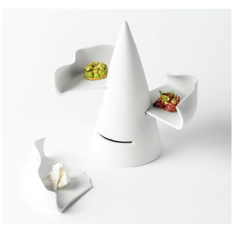 Handcrafted Fine Porcelain Cone With 3 Slots 23.5 x 12 cm - Set of 2