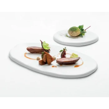 Handcrafted Fine Porcelain Gourmet Low Stone 39 x 25 cm - Set of 3