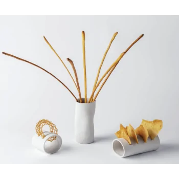 Handcrafted Fine Porcelain Waffle Holder 2 Seats 6.5 x 7 x 5.5 cm - Set of 6