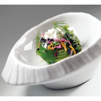 Handcrafted Fine Porcelain Gourmet Plate Origami 20 x 19 x 6 cm - Set of 4