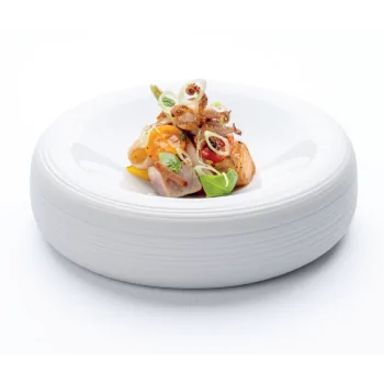 Handcrafted Fine Porcelain Gourmet Bowl With Lines 12 cm - Height 4 cm - Set of 6