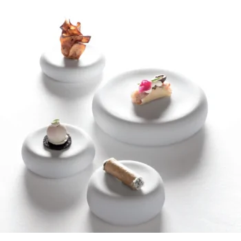 Handcrafted Fine Porcelain Gourmet High Piece 8 cm - Height 3 cm - Set of 8