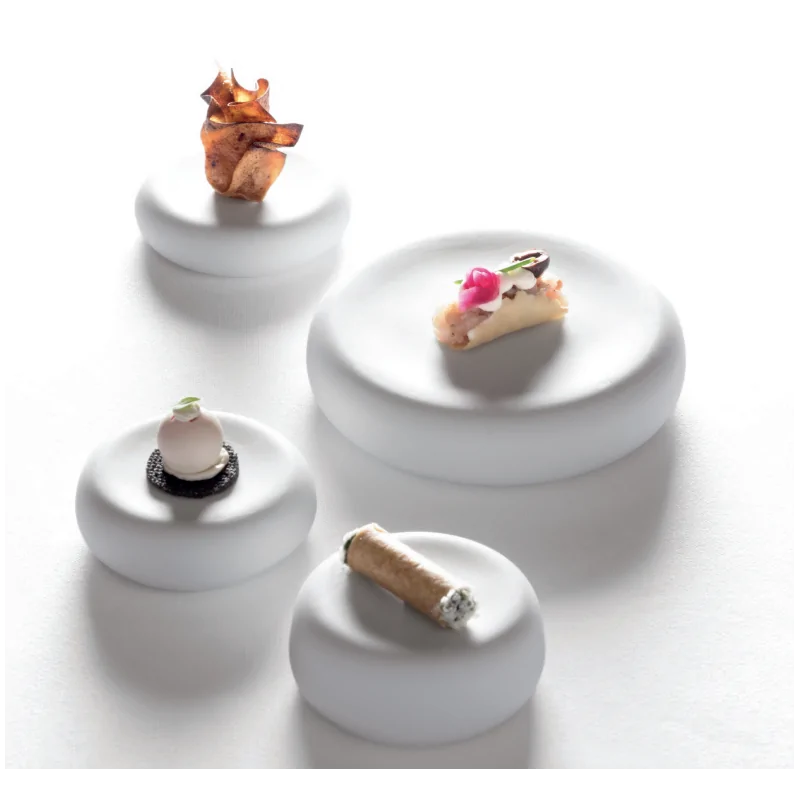 Handcrafted Fine Porcelain Gourmet High Piece 8 cm - Height 3 cm - Set of 8