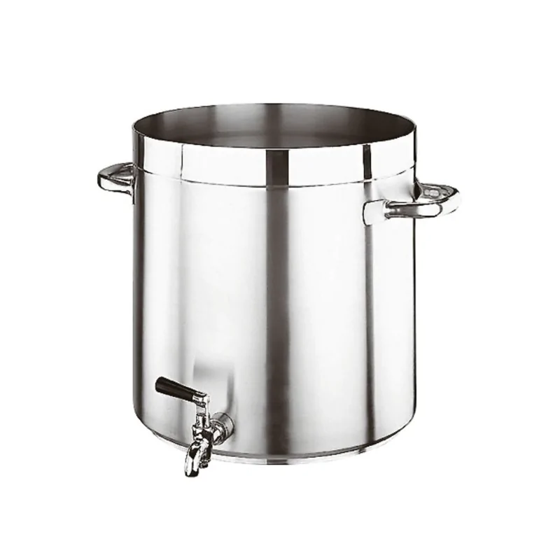 Paderno Grand Gourmet Stainless Steel Stock Pot Faucet - 25 3/8 qts - D: 12 1/2" H: 12 1/2"