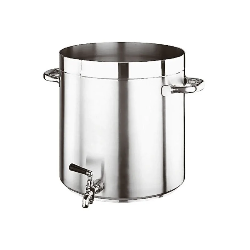 Paderno Grand Gourmet Stainless Steel Stock Pot Faucet - 105 5/8 qts - D: 19 5/8" H: 19 5/8"