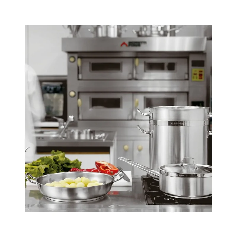 Paderno Grand Gourmet Stainless Steel Paella Pan - D: 19 5/8" H: 3 1/8"