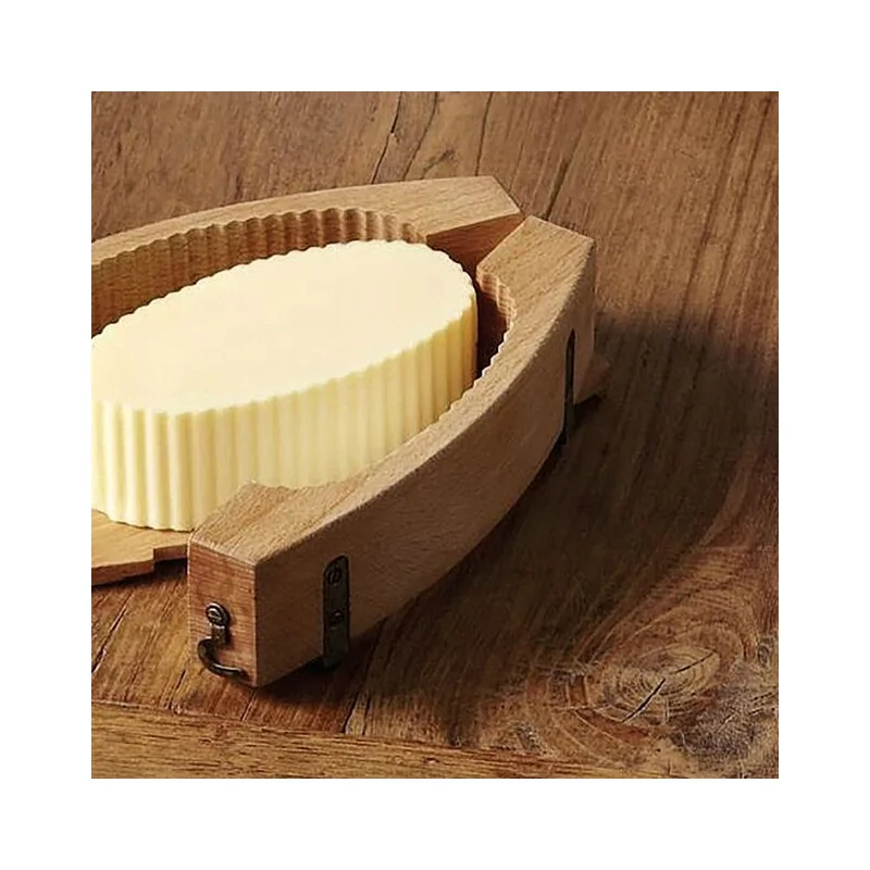Wood Fluted Butter Mould Round - 4 1/2 oz - 6 1/4" x 3 1/2" x 2"