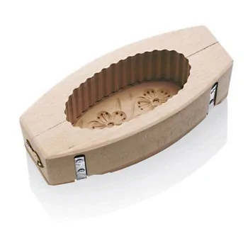 Wood Fluted Butter Mould Oval - 8 7/8 oz - 8 1/4" x 3 3/4" x 2 1/4"