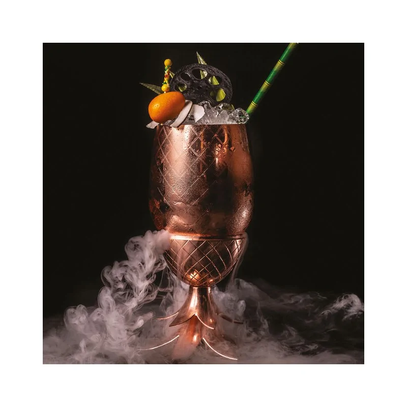 Pineapple Cup with Straw Gold - 17 oz - D: 3¾” H: 8”