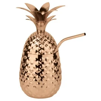 Pineapple Cup with Straw Copper - 17 oz - D: 3¾” H: 8”