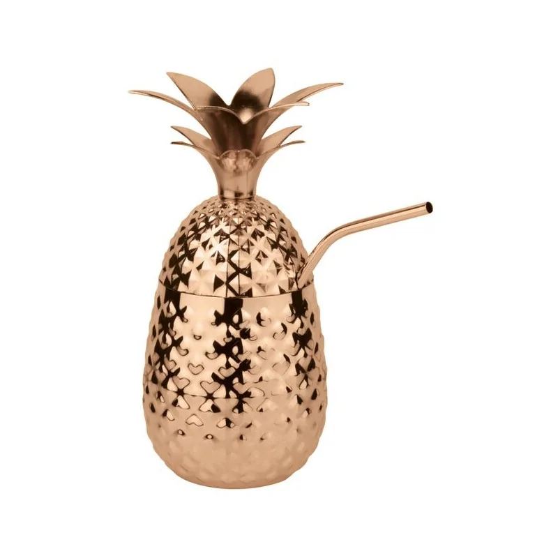 Pineapple Cup with Straw Copper - 17 oz - D: 3¾” H: 8”