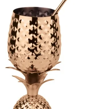 Pineapple Cup with Straw Copper - 17 oz - D: 3¾” H: 8”