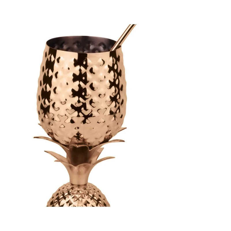 Pineapple Cup with Straw Copper - 17 oz - D: 3¾” H: 8”