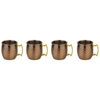 Mini Moscow Mug Antique Set of 4 - 2 oz - D: 1 3/4" H: 1 3/4"