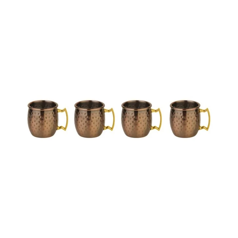 Mini Moscow Mug Antique Set of 4 - 2 oz - D: 1 3/4" H: 1 3/4"