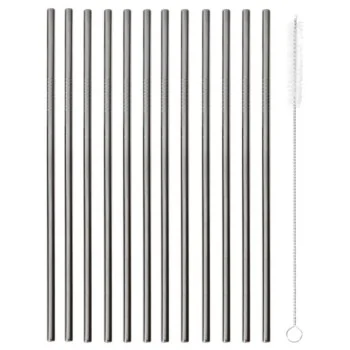 Straws Set of 12 Black - D: 1/4" Length: 8 1/2"