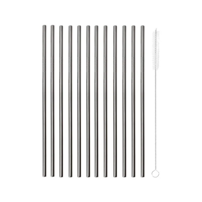Straws Set of 12 Black - D: 1/4" Length: 8 1/2"