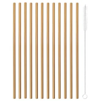 Straws Set of 12 Copper - D: 1/4" Length: 8 1/2"