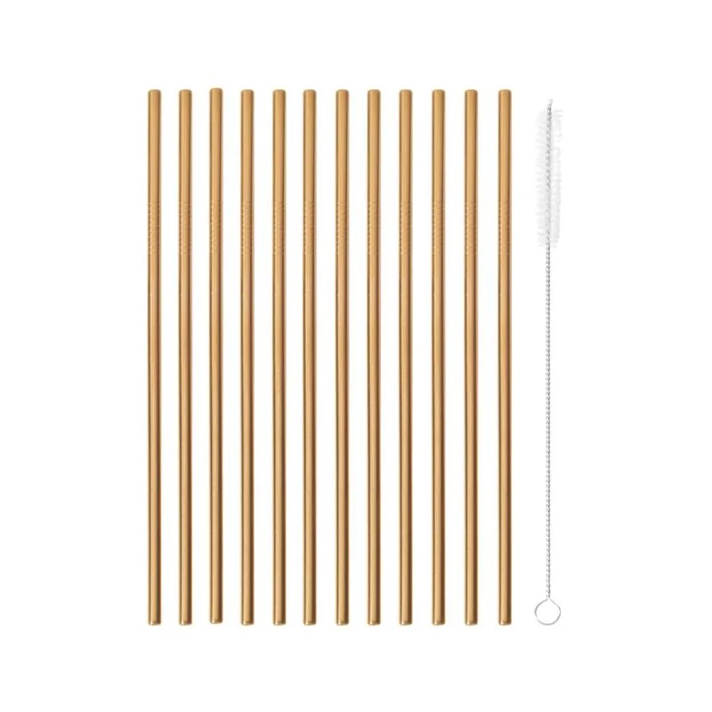 Straws Set of 12 Copper - D: 1/4" Length: 8 1/2"