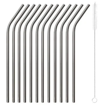 Straws Curved Set of 12 Black - D: 1/4" Length: 8 1/2"