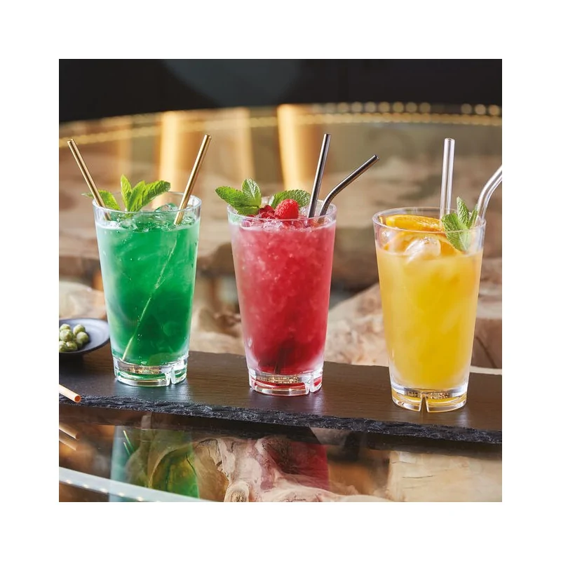 Glass Straws Set 6 with Brushes - D: 3/8" Length: 8 1/2"