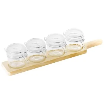Tasting Jars with Wood Paddle - 6 oz - 19¼” x 3⅞” x ¾”