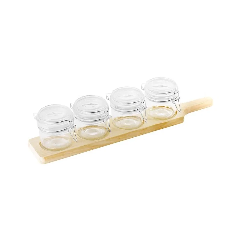 Tasting Jars with Wood Paddle - 6 oz - 19¼” x 3⅞” x ¾”