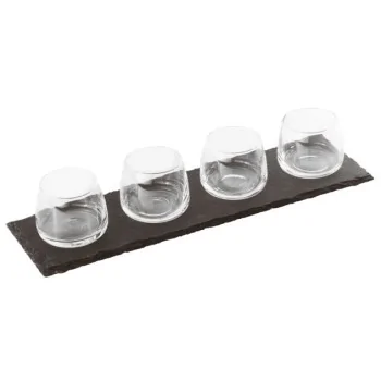 Mini Tasting Glasses with Slate - 3 5/7 oz - 13⅞” x 4”