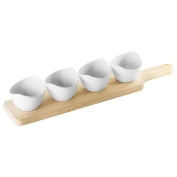 White Tasting Bowls with Paddle - 3 oz - 17¾” x 3½” x ¾”