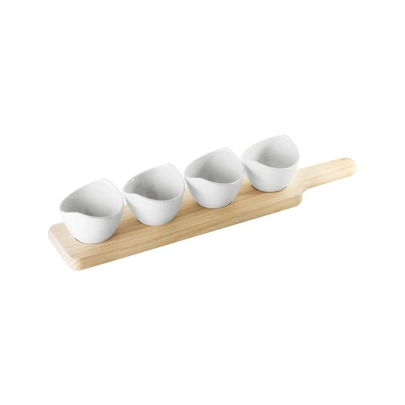 White Tasting Bowls with Paddle - 3 oz - 17¾” x 3½” x ¾”