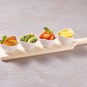 White Tasting Bowls with Paddle - 3 oz - 17¾” x 3½” x ¾”
