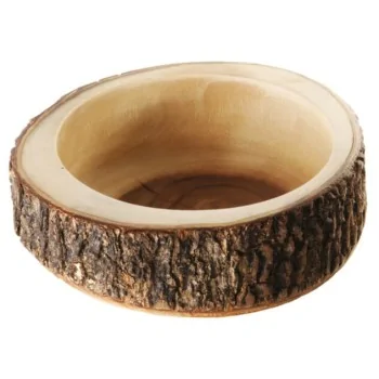 Wood Serving Bowl with Live Edge - D: 10” H: 4"