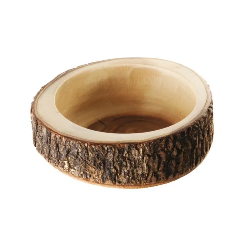 Wood Serving Bowl with Live Edge - D: 10” H: 4"