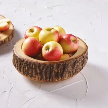 Wood Serving Bowl with Live Edge - D: 10” H: 4"