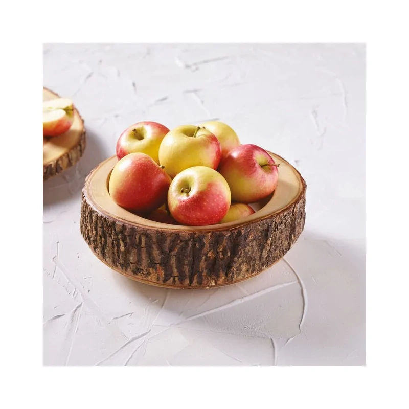 Wood Serving Bowl with Live Edge - D: 10” H: 4"