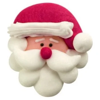 Edible Buche Log Cake Sugar Decoration - Santa Claus Head - 36 mm x 33 mm - 48 pcs