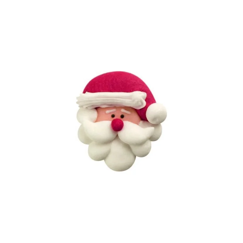 Edible Buche Log Cake Sugar Decoration - Santa Claus Head - 36 mm x 33 mm - 48 pcs