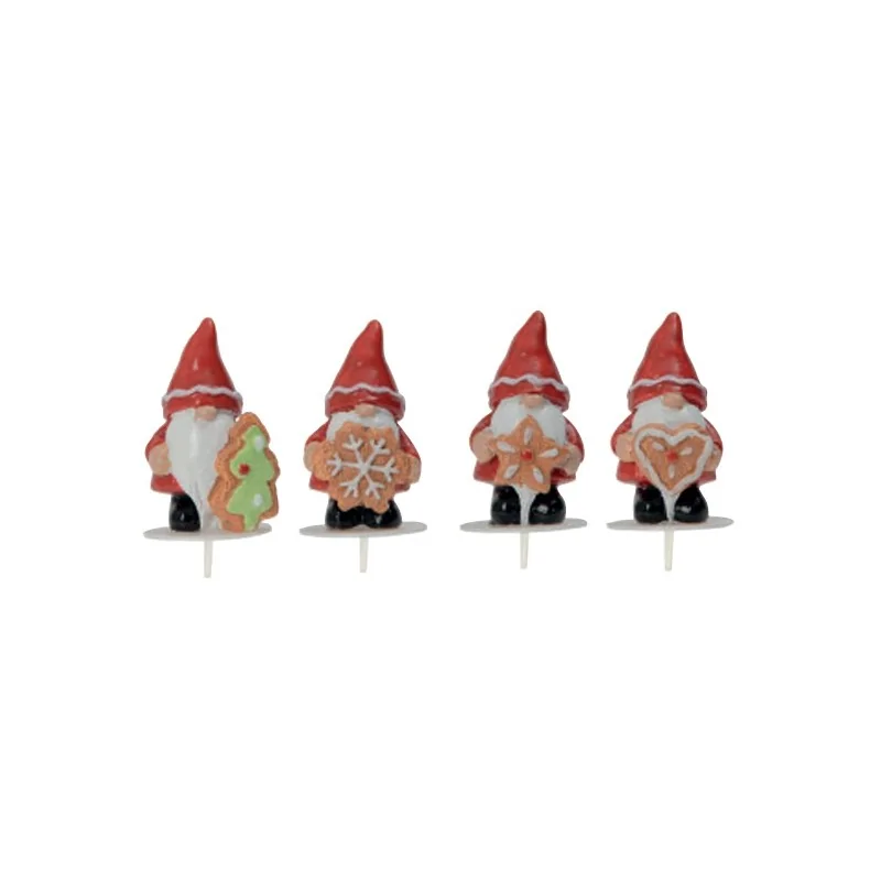 Buche Log Cake Decoration - Santa Claus Gnomes With Cookies - 42 mm - 50 pcs
