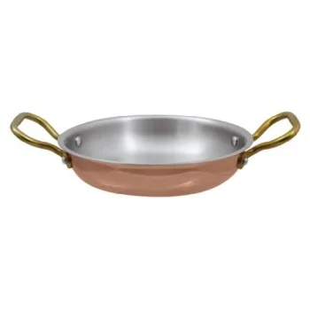 Paderno Series 15500 Copper Gratin Round - 5 qts - D: 12 5/8" H: 2 3/8"