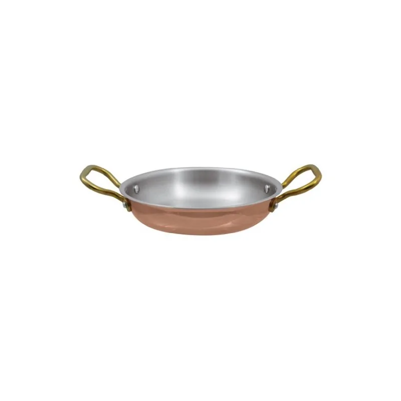 Paderno Series 15500 Copper Gratin Round - 5 qts - D: 12 5/8" H: 2 3/8"