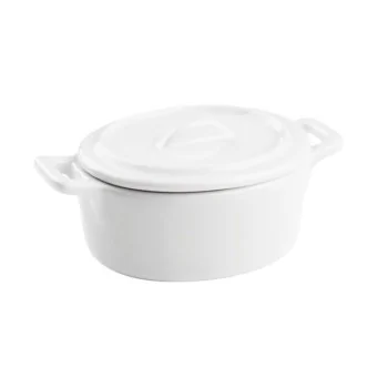 Mini Oval Casserole with Lid - 2 1/2 oz - 4⅛” x 2¾” x 1¾”