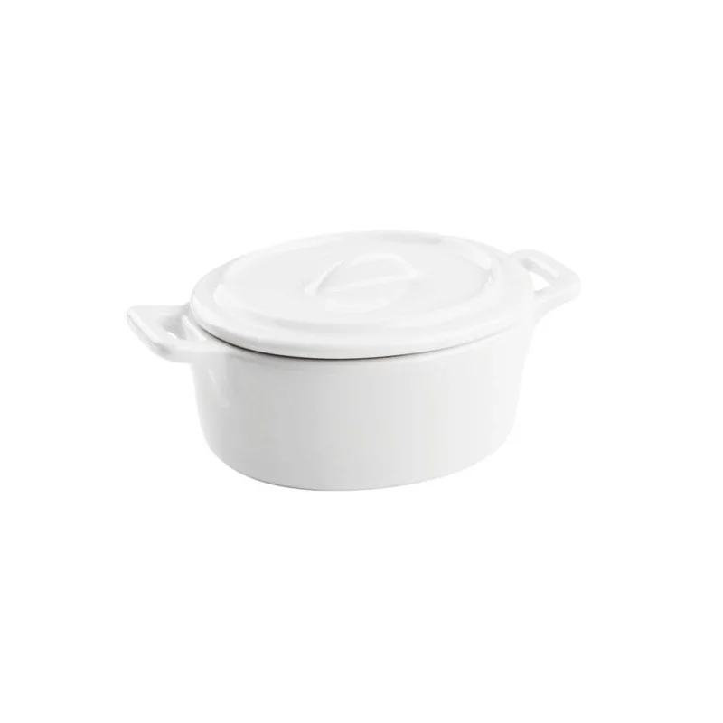 Mini Oval Casserole with Lid - 2 1/2 oz - 4⅛” x 2¾” x 1¾”