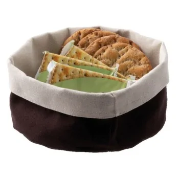 Bread Basket Beige Round - D: 7 7/8" H: 3 1/2"